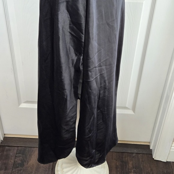 California Dynasty Vtg Black Velvet Satin Nightgown Size L Low Back Lingerie USA - Picture 3 of 9